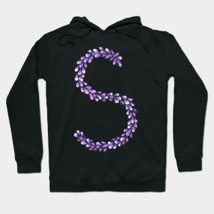 Lavender Letter S Hand Drawn in Watercolor and Ink Hoodie